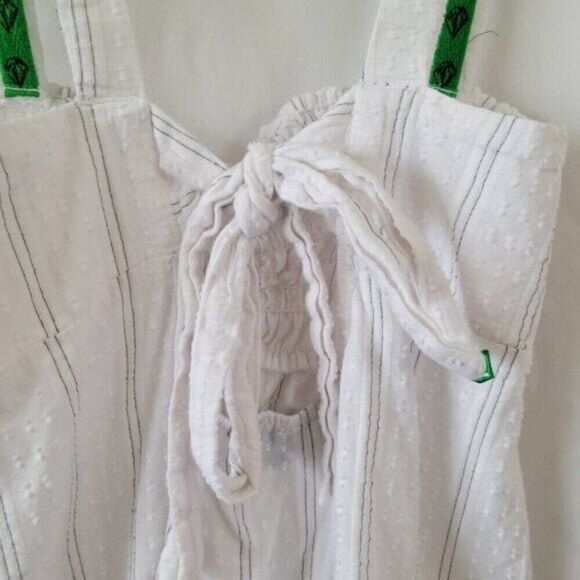 Volcom Medium Strappy white tank Cami Fair Lady Top Cotton Blend ruched tie EUC - Picture 5 of 8